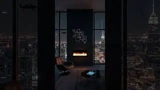 Futuristic NYC Fireplace Ambience | Year 3000 City Sounds & Fire at Night | No Music Sci-Fi Vibes