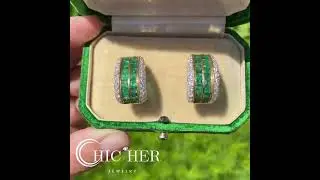 Fashion Princess Cut Emerald Hoop Earrings