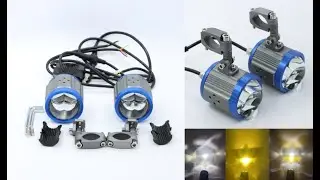 100W Motorcycle LED Driving Light 2.8 Inch Dual Color Spot Light with Hi/ Lo beam Led Headlight