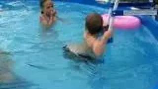 Droopy Diaper...scared to jump in pool.