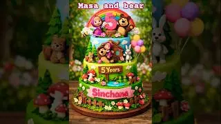 masha and bear 🐻 three tyre semi fondant decoration/full tutorial cake decorating #shortsfeed