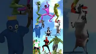Marvelous funny video 😂😁 COW Dancing Blue Rainbow Patila dame tu cosita hulk kemaste Frog Spiderman