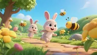 Baby Bunnies Chase the Bees | Fun Counting & Animal Nursery Rhyme for Kids | Baby Songs