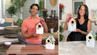 Garden Reflections Wooden Birdhouse with Floral Accents on QVC