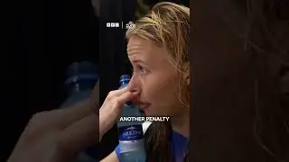 Hannah Hampton's reaction to Chloe Kelly's spot-kick - BBC