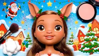 Enchantimals Doll Makeup Tutorial Doll Eye Shadow and Lipstick Transformation ASMR