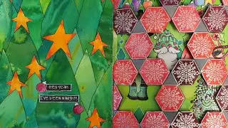 4 mixed media, artjournal pages with #dylusions stamps, inks, paint and stencils + #wowembossing ❤😊
