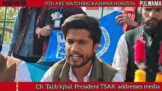 President Tribal Students Association Talib Iqbal addresses media
