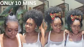 Quick and Easy Hairstyle Using Afro Curly Drawstring Ponytail Extension on a Relaxed Hair