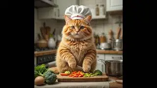 Orange cat who lost weight and ate healthy