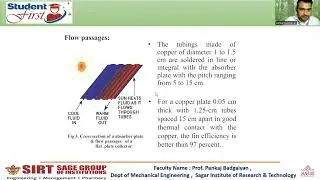 Flat Plate Collector | Renewable Energy technology | SIRT Bhopal | Prof. Pankaj Badgaiyan