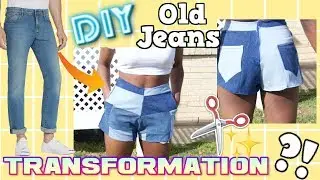 TURN YOUR OLD JEANS INTO PATCHWORK SHORTS! DIY