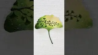 &ldquo;Ginkgo&rsquo;s Promise&rdquo; - Painted on a preserved ginkgo leaf 🌱 #natureart #leafpainting #ginkgo#painting