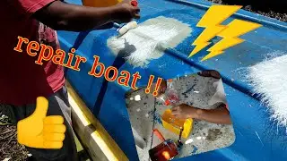 baik pulih bot fiber kesan retakan/repair fiberglass boat🚤🚤