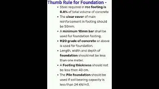 Thumb Rules for #Foundation | #Shorts #Construction #CivilEngineering