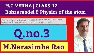 Caluculate the smallest wavelength of radiation |H.C.VERMA|Q.no.3|Bohrs model & Physics of the atom