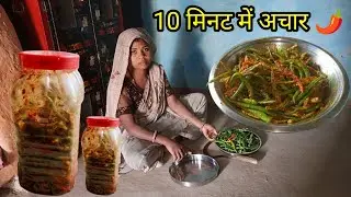 हरी मिर्च का अचार कैसे बनाएं 🌶️ | सिर्फ 10 मिनट में | गाँव का देसी तरीका | Sakshi Family Vlogs 27