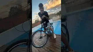 MOTORIZED BIKE FOUNTAIN IN THE POOL #shorts
