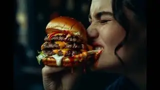 Cheese Burst Burger Bite in Slow Motion 😍🍔 | ASMR#burgerasmr #mukbang #cheeseburger #eatingasmr