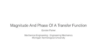 Magnitude And Phase Of A Transfer Function
