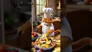 Cat video / Cat Prepares a Fresh Salad&hellip; and Eats It! 🐾🥬 #shortsfeed #cat #funnyanimals