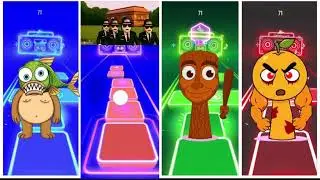 Hoppi Tails Music Jump Challenge | Funny Fish, Ninja Cup, Wooden Warrior & Angry Orange