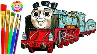 How to DRAW Thomas and Friends Coloring Pages MERLIN Train Video for Children