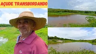 Açude Transbordando Muita Chuva 🌧️ no Sítio Vejam só Como tá nossa Plantação🙏