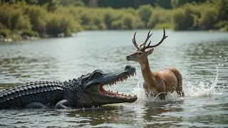 Crocodile Attacks Deer in River | Brave Wildlife Rescue Saves a Life