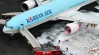 Korean Air evacuates passengers due to engine fire