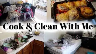 Cook Dinner and Clean  With Me 2019 / Messy House Cleaning Motivation
