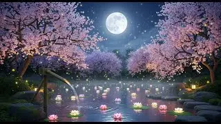 Full Moon Meditation &ndash; Tranquil Japanese Garden Ambience with Water & Fireflies
