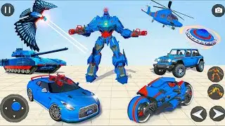 Flying Pigeon Robot Bike Game 2021: Blue Robot Eagle Moto Bike Transform - Android Gameplay
