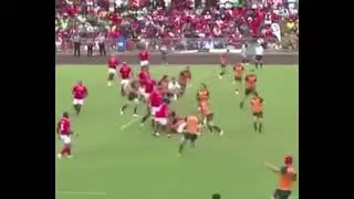 Vaea Fifita with a big hit against The Wallabies