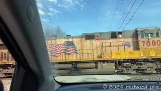 UP 8134 leads NS 658 to NIPSCO - Wheatfield, IN (02/08/24)