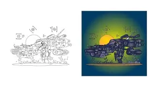 #Cool #Robot and #Spaceship | From our #Coloring Book Pro #Mobile #App