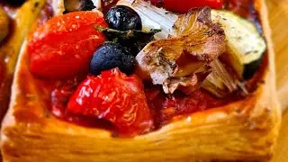 Roast vegetable tart with French butter puff pastry