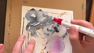 Abstract watercolor process. Mixed media art