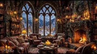 Secret Winter Storyroom  🏰🔥 Cozy Castle Fireplace & Snowfall Ambience for Reading, Focus & Sleep