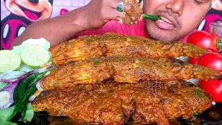 Eating Spicy King Fish Curry, Full Fish Fry With White Rice Tomato #fishcurry #mukbang #vlogs