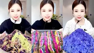 ASMR YY LATEST COLOURFUL SHAVED ICE EATING WITH MATCHA & MILK POWDER || YY ICE EATING || 2 HOURS💥💥