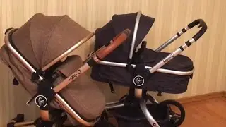 Baby Stroller V-Baby Black with Silver Frame V-Baby Brown with Gold Frame