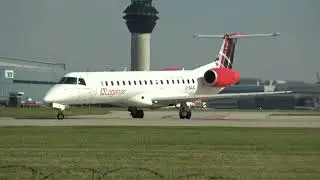 Loganair Embraer ERJ 145 G-SAJG Taxing Manchester EGCC
