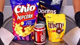 Popcorn, Nachos, Cola & Chocolate Candy &mdash; Ice Cream Rolls | Satisfying Visual ASMR