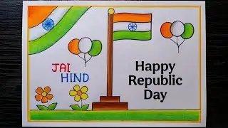 Republic Day Drawing Easy/Republic Day Poster Drawing/Happy Republic Day Drawing/26 January Drawing