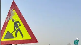 Road work sign boards