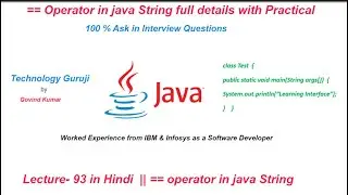 == operator in java String full details with Practical in Hindi ( Lecture-93 )