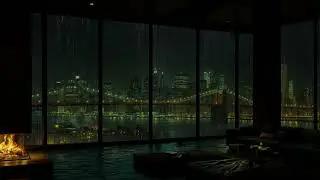 Gentle Rain on Glass 24/7 (No Ads) 🌧️🔥 | Thunder & Fire Sounds for Relaxation