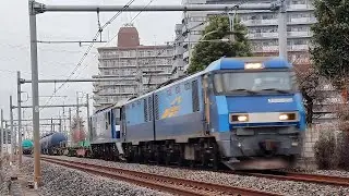 ブルーサンダーEH200-8ムドEF210-155タキ＋空コキ8764レとEF210-143タキのすれ違い・2025/12/25