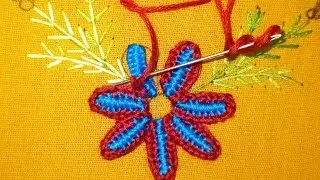 New amazing 3d flower embroidery design with double Cast-on stitch/ कढाई डिजाइन/ handwork